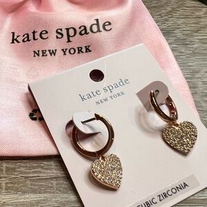 New Kate Spade rose gold heart earrings